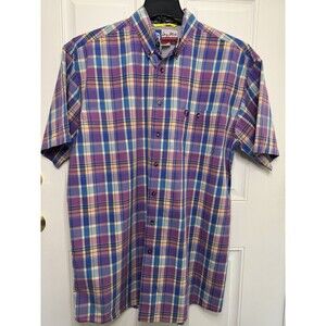 VTG George Strait Wrangler plaid shirt sleeve button down shirt Mens Size XL